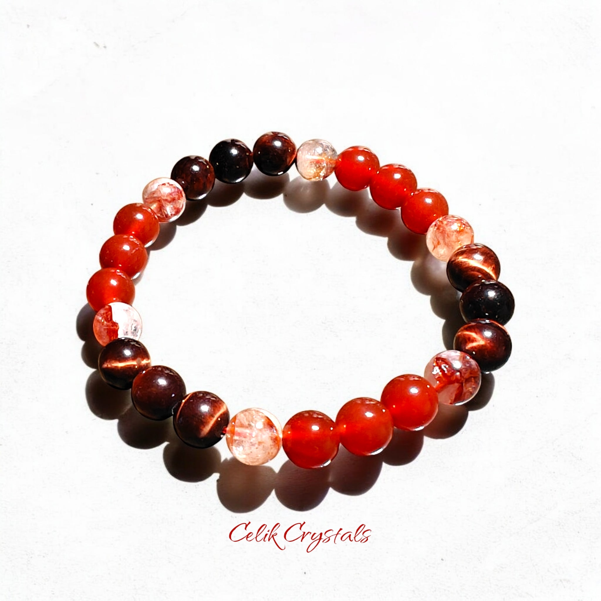 Red Tiger Eye, Carnelian & Fire Quartz Bracelet