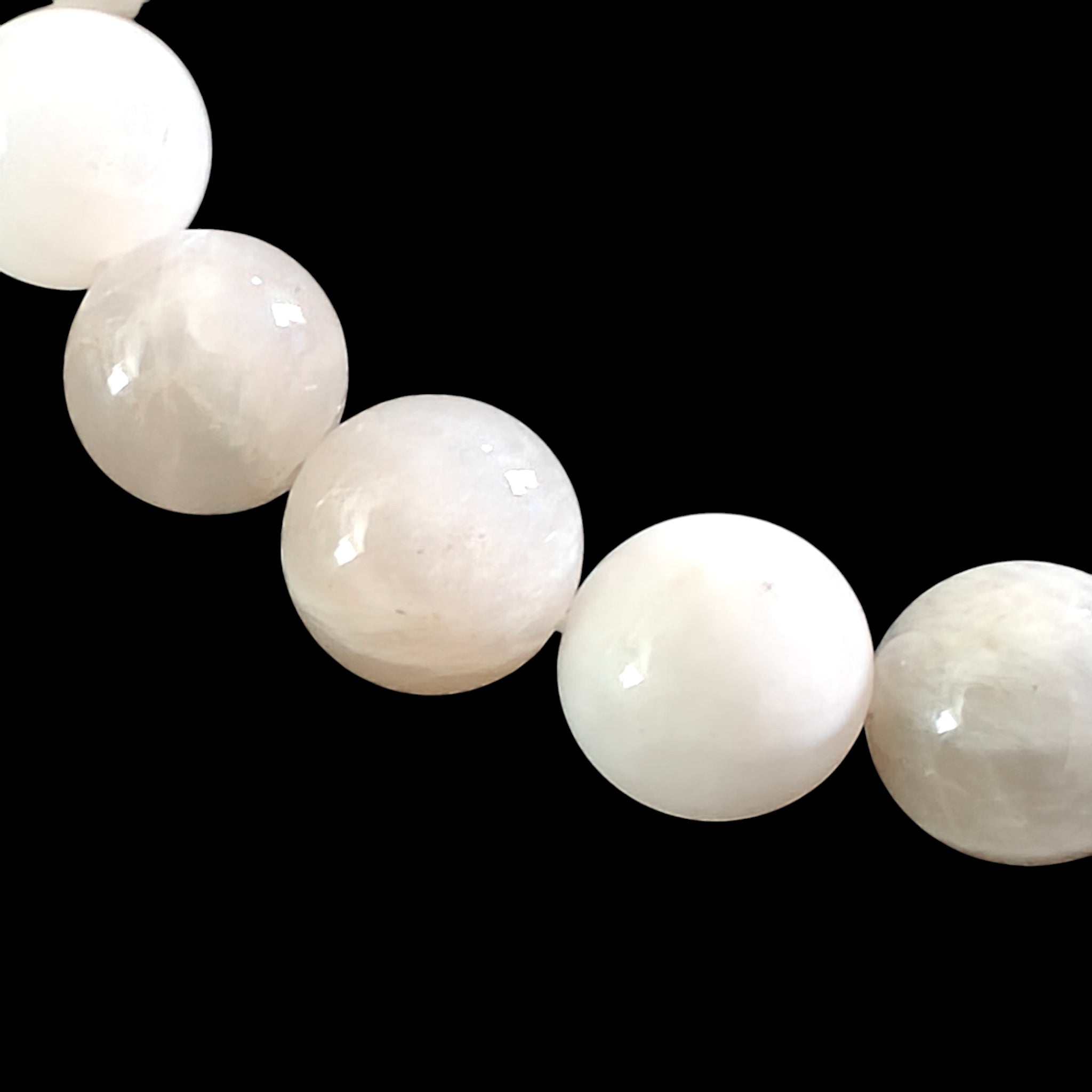 Moonstone Bracelet 10mm Gray and White Color Natural Stones 