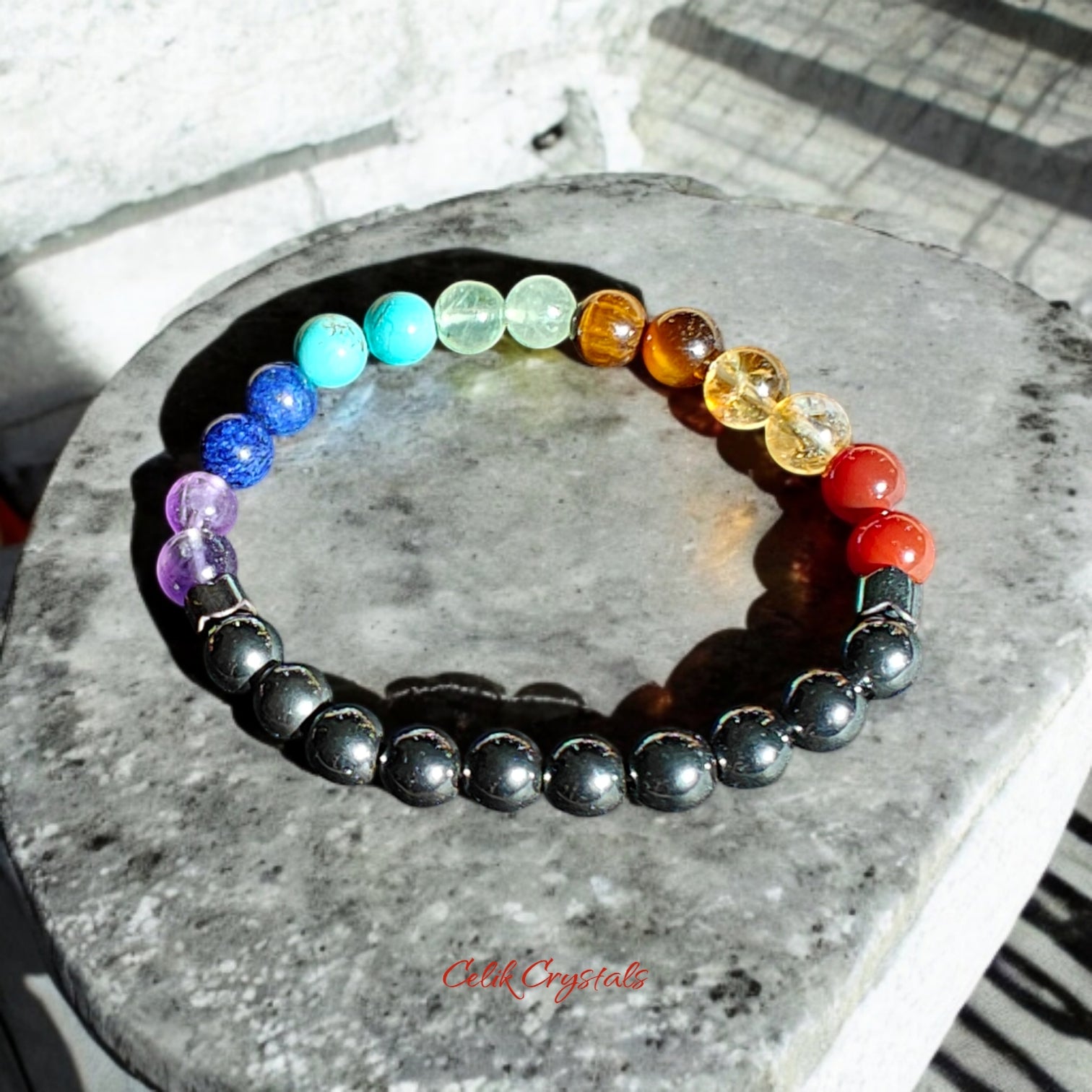 Real 7 Chakra Bracelet With Natural Stones 