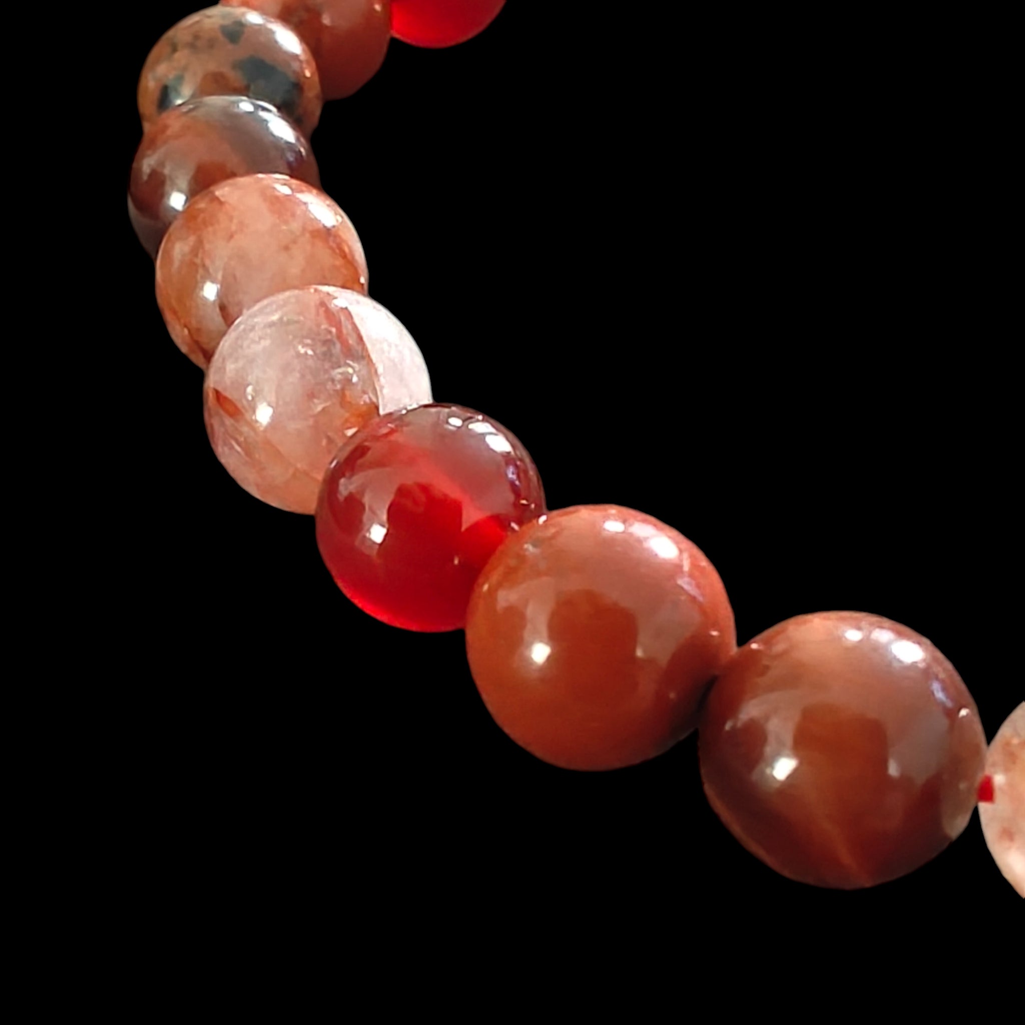 Red Crystal Bracelet with Red Tiger Eye, Carnelian, Mahogany Obsidian, Red Jasper and Fire Quartz 