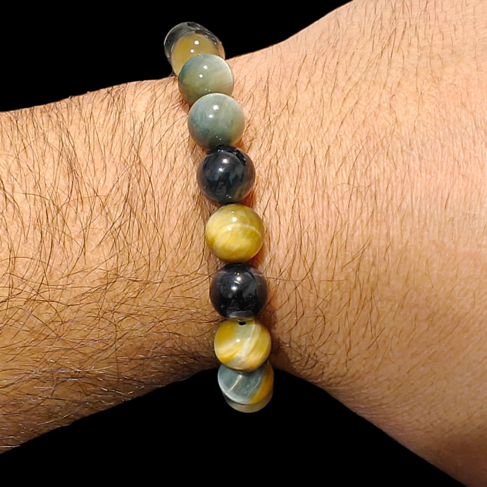 Gold Blue Tiger Eye Bracelet 