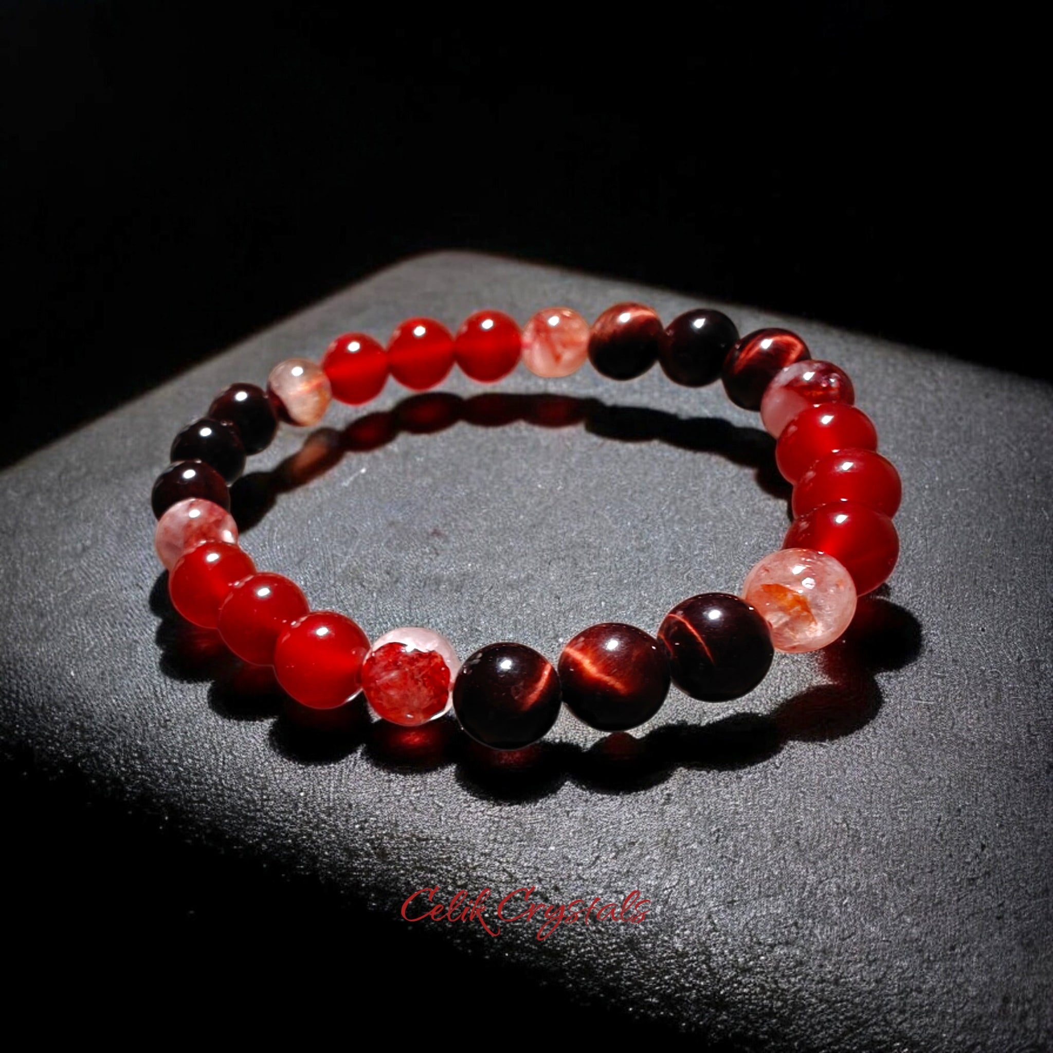 Red Tiger Eye, Carnelian & Fire Quartz Bracelet