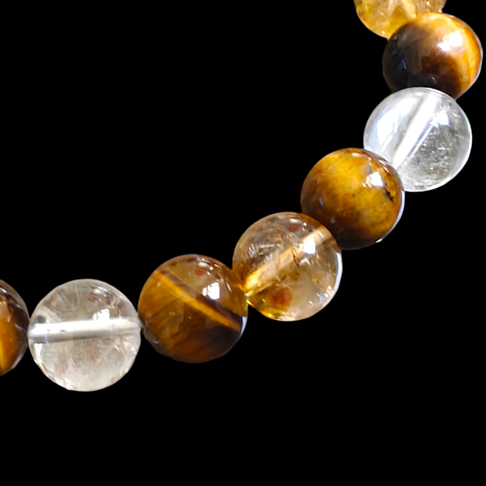 Citrine, Tiger Eye, Clear Quartz Bracelet Unisex 10mm