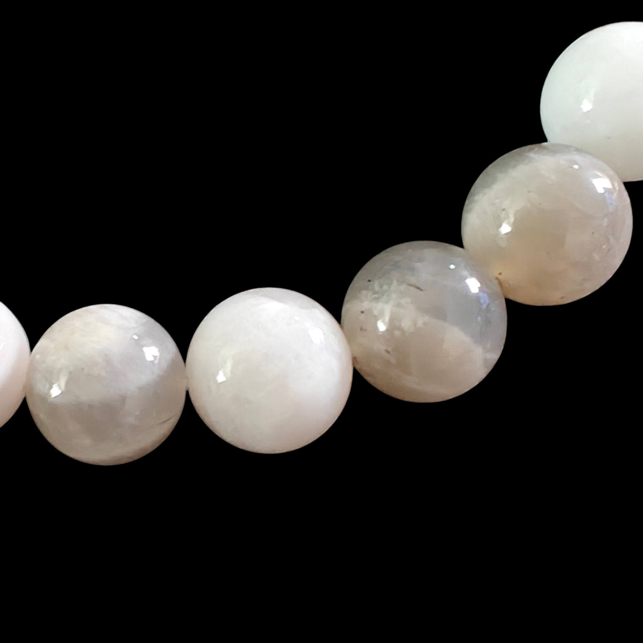 Moonstone Bracelet 10mm Gray and White Color Natural Stones 