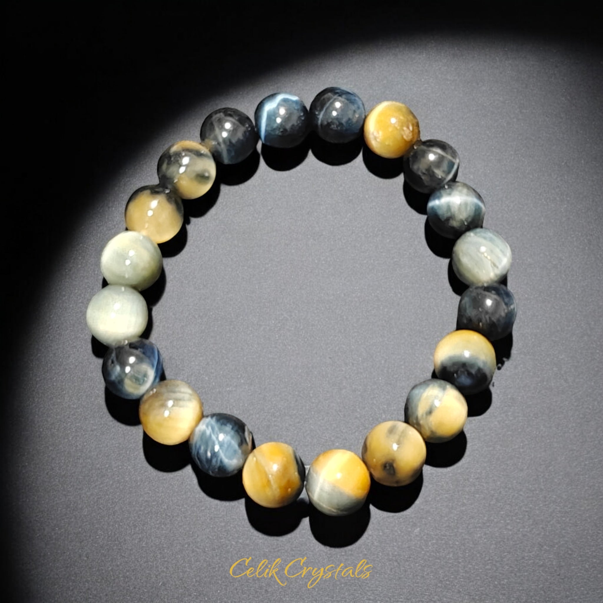 Gold Blue Tiger Eye Bracelet 