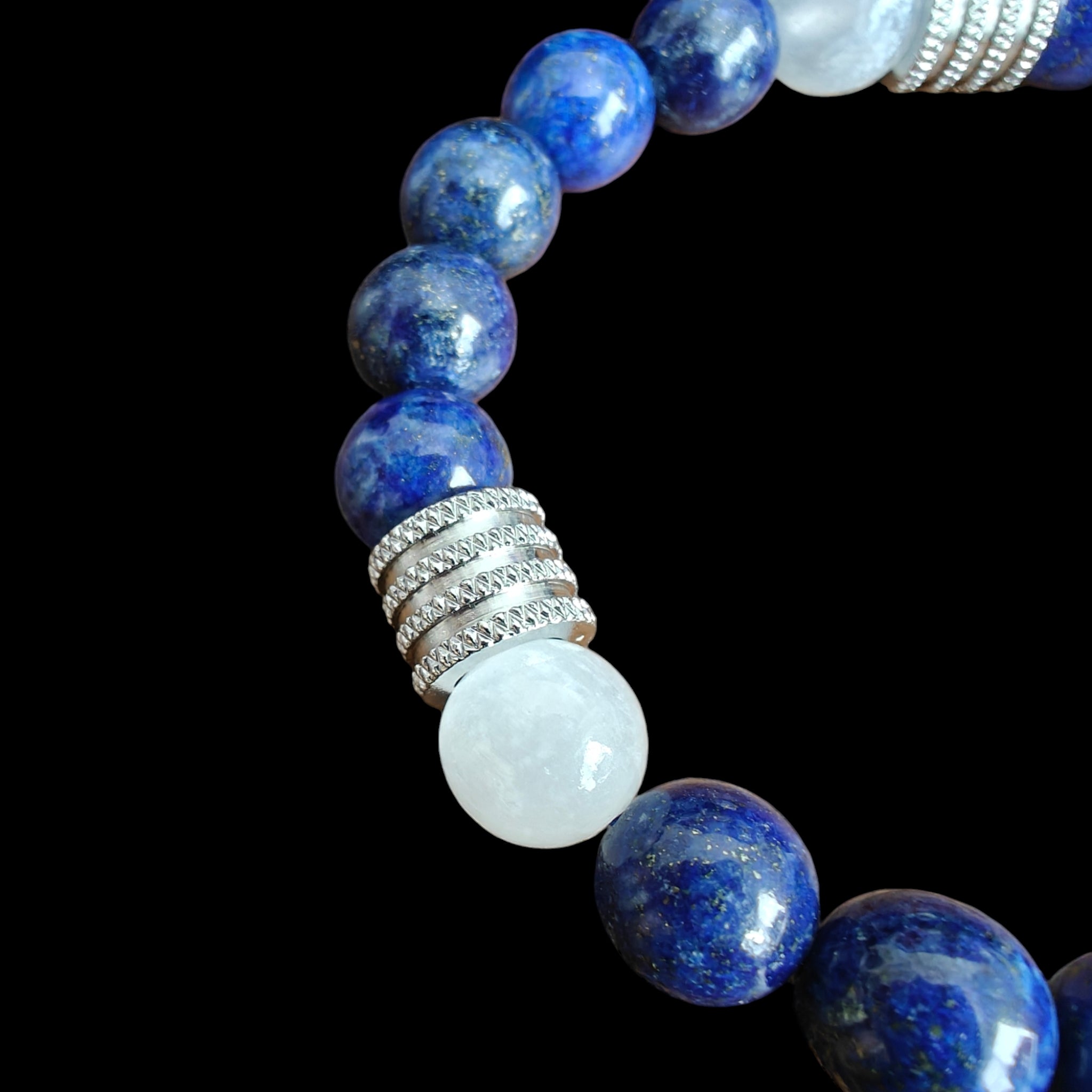 Lapis Lazuli and Selenite Bracelet 10mm Natural Stones Stretch Crystal Bracelet 