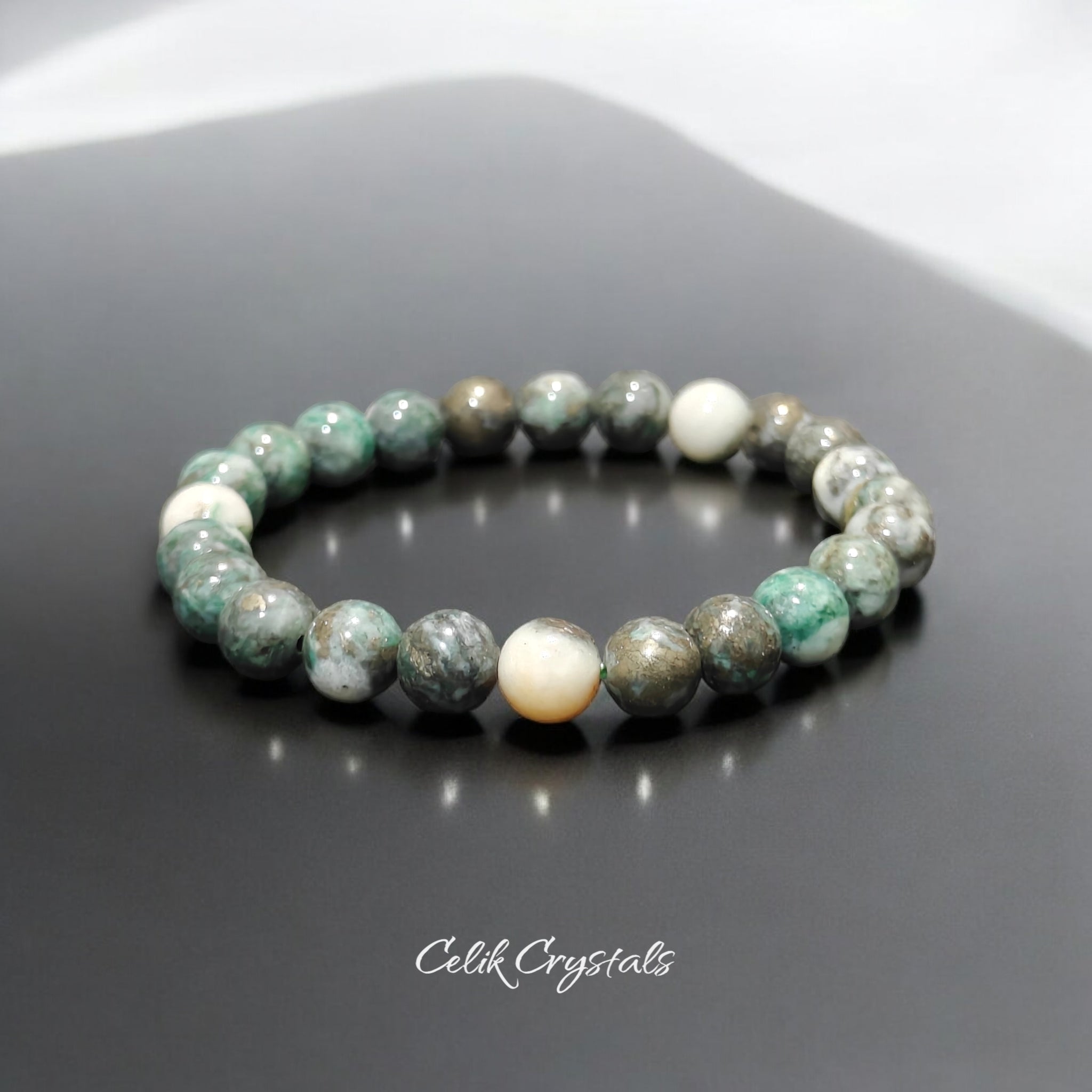 Green Pyrite Bracelet Natural Stones 