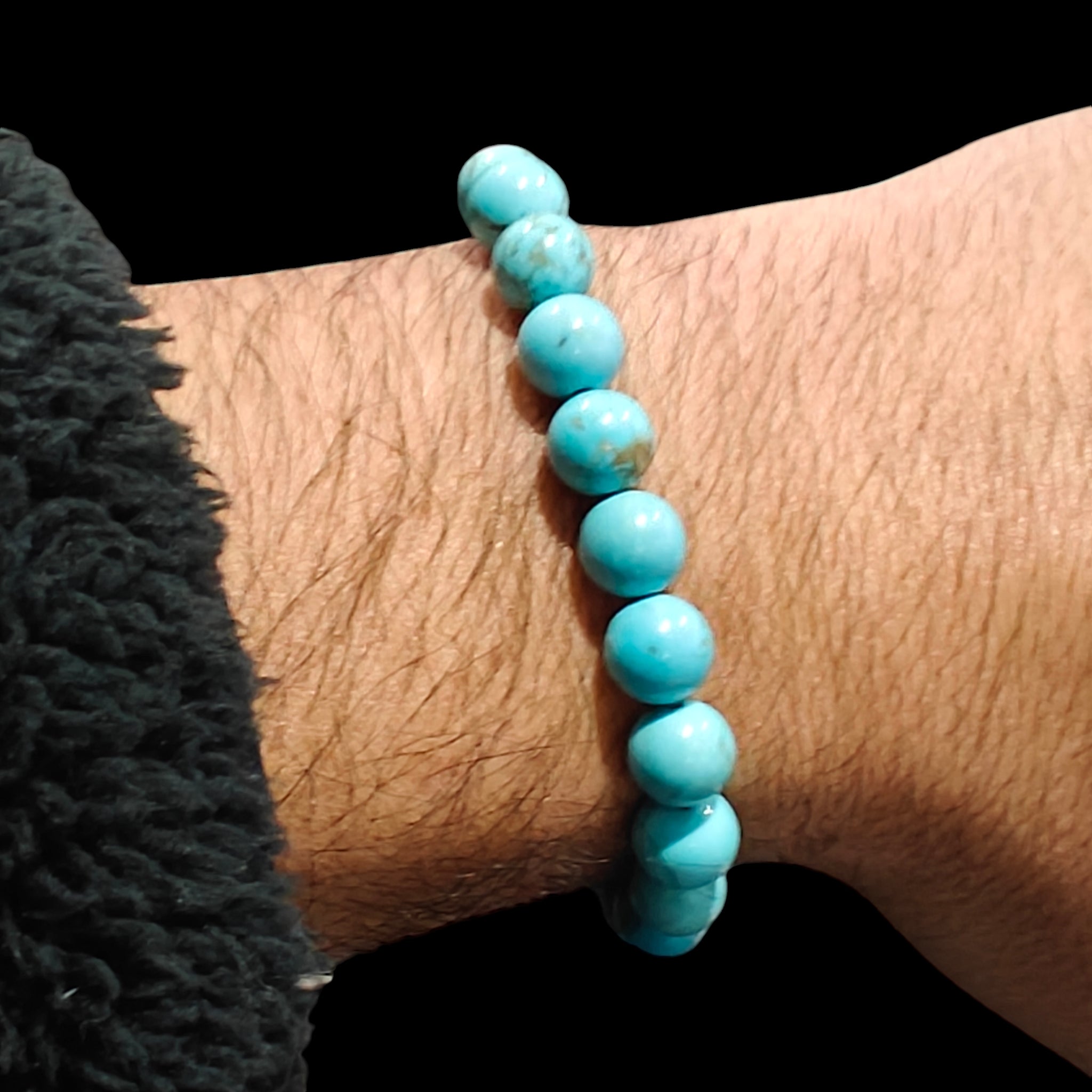 Turquoise Bracelet 8mm Natural Stones Stretches Unisex Healing Bracelet 